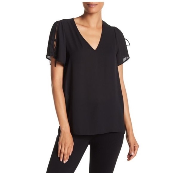 Pleione V-Neck Tie Sleeve Tee - Picture 1 of 8